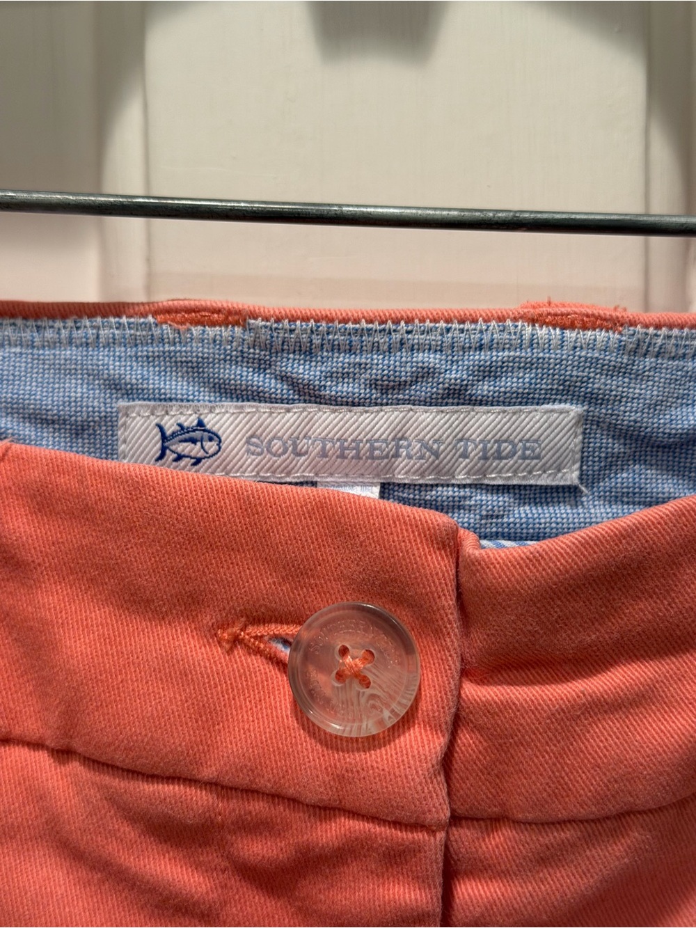 Southern Tide Shorts Womens 10 Coral Chino Twill Flat Front Summer Prep Logo - Picture 2 of 4